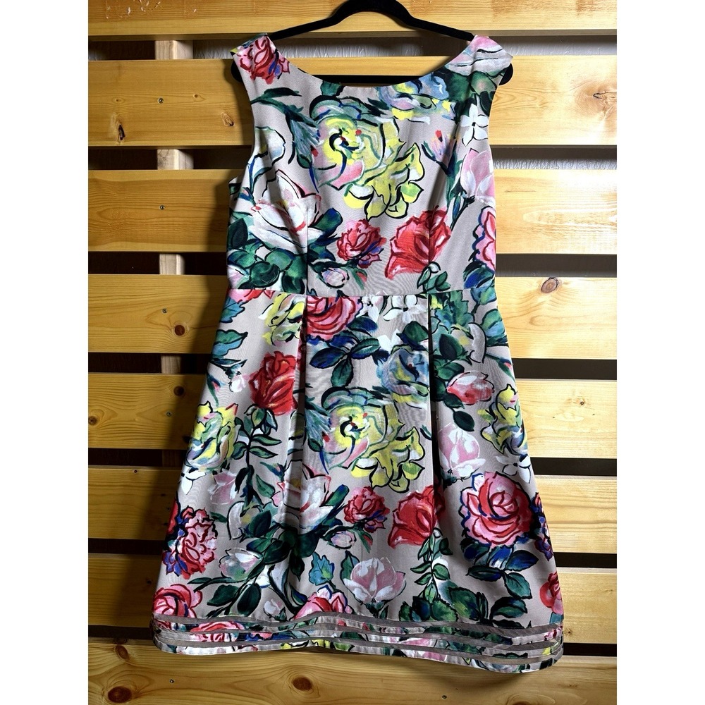 Adrianna Papell Dress Size 16 Floral Colorful Wedding Guest Dopamine Classic